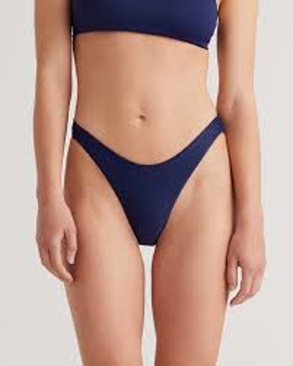 QUINCE Italian High Leg Bikini Bottom MINIMALIST Swimsuit Black Size Small S